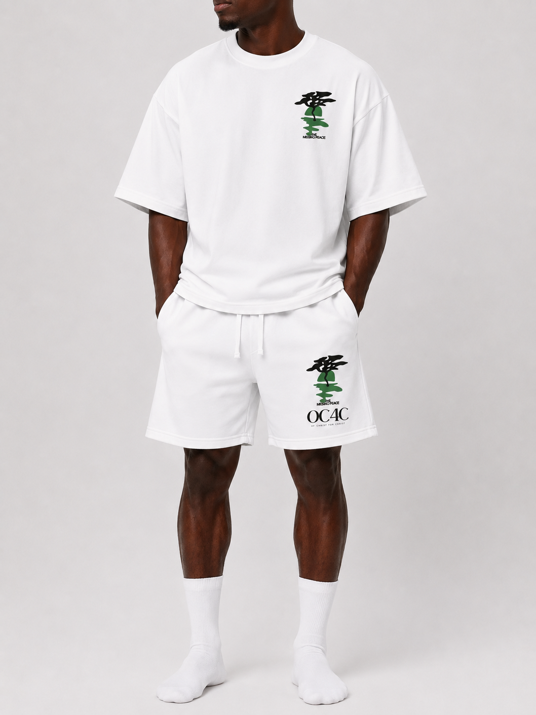 MISSING PEACE SHORTS (WHITE & GREEN)