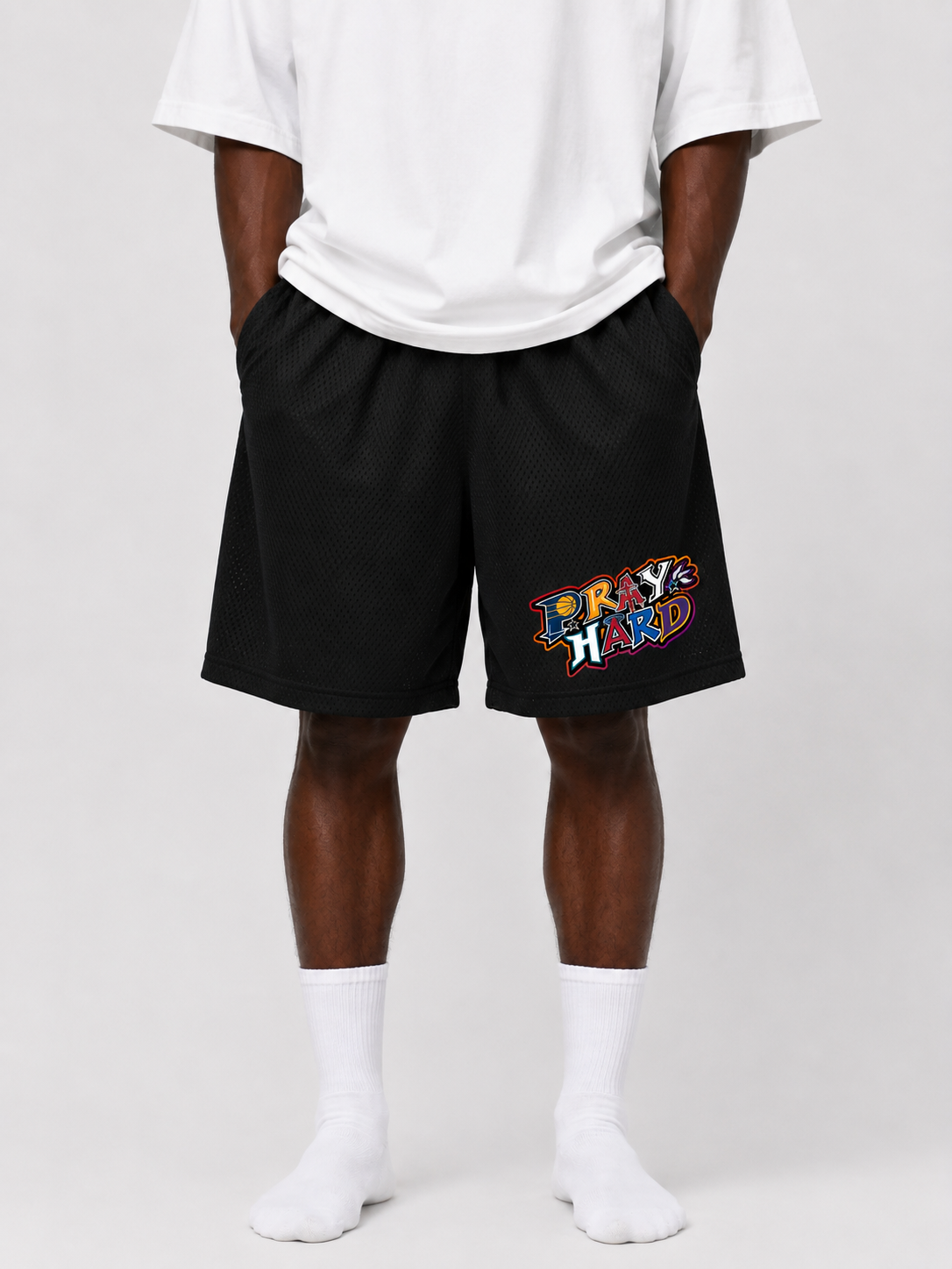 PRAY HARD BASKETBALL SHORTS